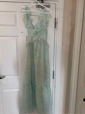 Abercrombie & Fitch Mint Green Ruffle Maxi Dress
